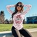 Gzzxiailg Hearts Rose Cat Womens Fashionable Basic Tees Long Sleeve Bodycon Bottoming Tops Irregular Hem Fall Clothes Slim Fit Thermal Tops Soft Underwear Plus Sizes Valentine's Day Outfits