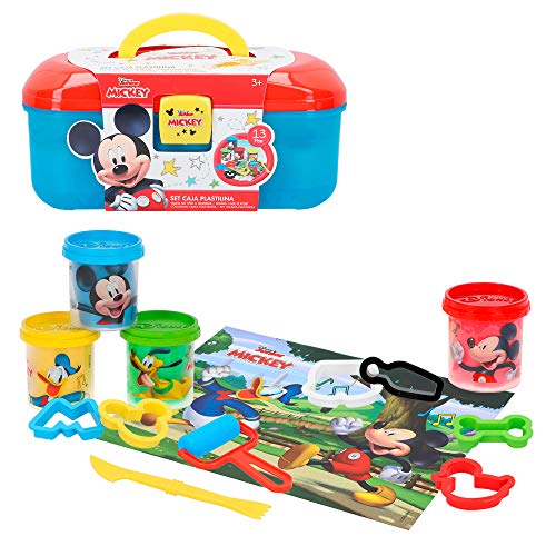 Disney - Botes plastilina niños 3 años Plastilina infantil No tóxica Juegos Plastilina niños Moldes y accesorios Juguetes educativos Maletín plastilina Disney Maleta Mickey Mouse