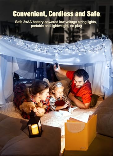 Image of Brightown Pure White Battery Operated Christmas String Lights with Timer | 8ft 20LED Mini Christmas Tree Lights for Indoor Outdoor Bedroom Wedding Party Holiday Xmas Decoration