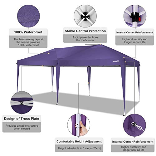 Image of COBIZI 10x20 Pop Up Canopy Tent with Sidewall,Outdoor Canopy,Night Purple