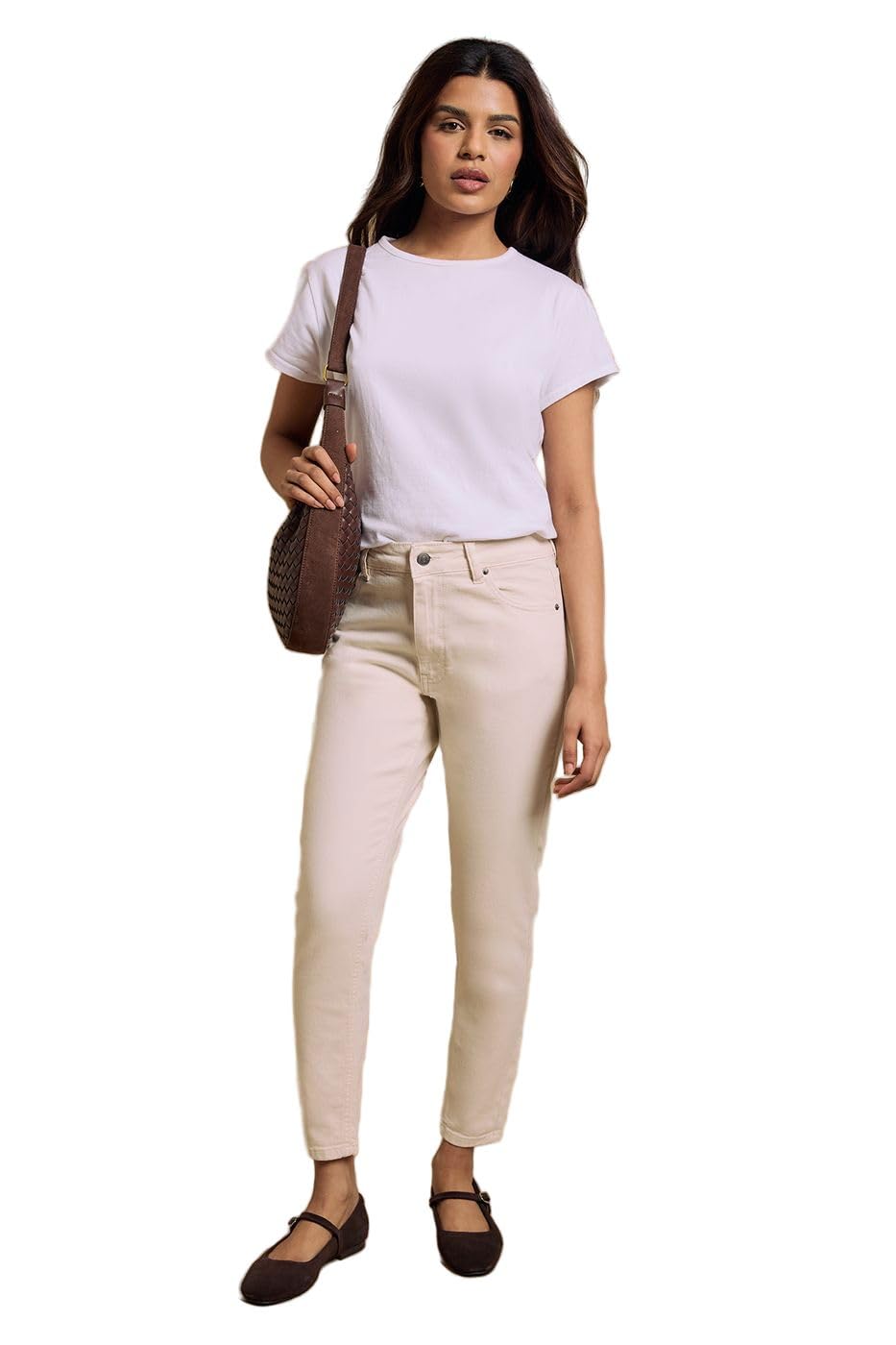 Dorothy Perkins Women's Ecru Petite Comfort Stretch Skinny Jeans, 14,