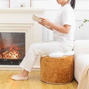 Flower Pouf Ottoman, 18x15 Inches Charm Floor Pouf for Home Decor, All-in-One Foam Filling Ottoman Foot Rest for Couch, Fluffy Floral Pouf for Living Room, Bedroom, Kids Room (Light Coffee and White) Flower Pouf Ottoman 18×15 Inches Charm Floor Pouf for Home Decor All in One Foam Filling Ottoman Foot Rest for Couch Fluffy Floral Pouf for Living Room Bedroom Kids Room Light Coffee and White