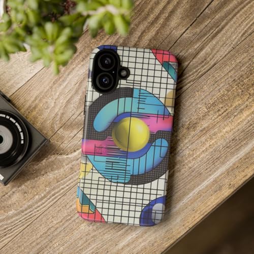 Coque rigide mate iPhone 16 Plus bleu motif géométrique abstrait - 4