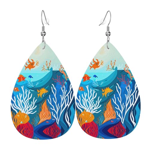 Bunte tropische Meeresfische, elegante Leder-Ohrringe, leicht, modisch, für Damen, Urlaubs-Ohrringe, Einheitsgröße, Leder-PU, kein Edelstein, One Size, Leder-PU-Kunstleder, Kein Edelstein Bunte tropische Meeresfische, elegante Leder-Ohrringe, leicht, modisch, für Damen, Urlaubs-Ohrringe, Einheitsgröße, Leder-PU, kein Edelstein, One Size, Leder-PU-Kunstleder, Kein Edelstein