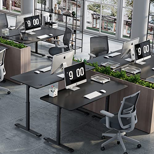 It's_Organized Gaming Desk 60 Inch Large Manual Height Adjustable Black Gaming Computer Desk, Home Office Standing Table Long Computer Sturdy Executive Workstation For 3 Monitors With Free Mouse Pad #TOP1