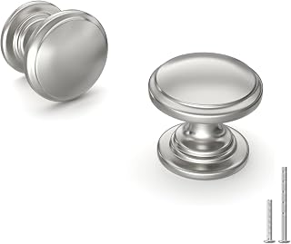 homdiy 10 Pack Brushed Nickel Cabinet Knobs - Premium Zinc Alloy Round Drawer Pulls for Kitchen Cabinets & Dressers