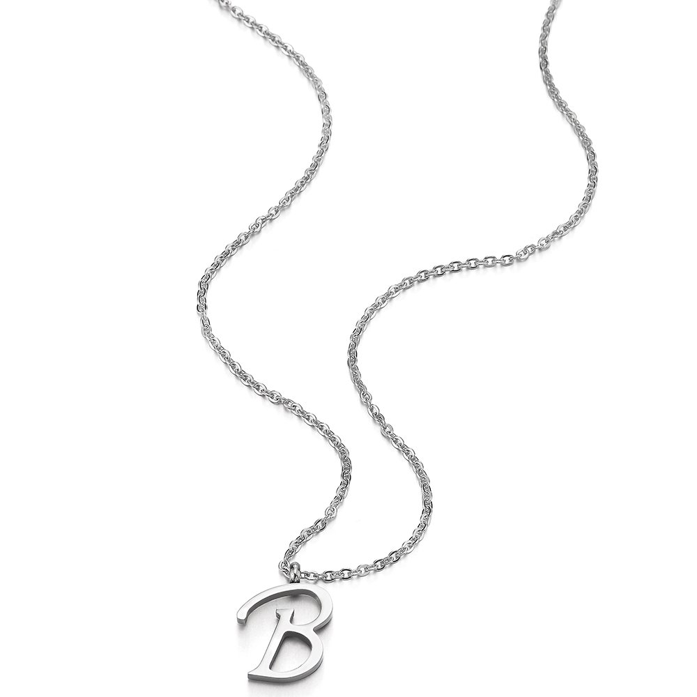 Nombre Inicial Letra del Alfabeto A Colgante, Collar de Mujer Hombre, Acero Inoxidable,50cm Cadena Cuerda — view 2