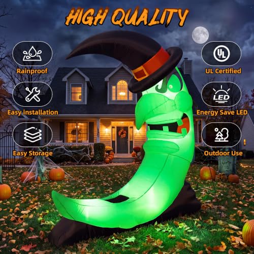 9FT Green Witch Moon Halloween Inflatables Outdoor Decorations, with stool and LED lights, $44.99, Amazon - image 4