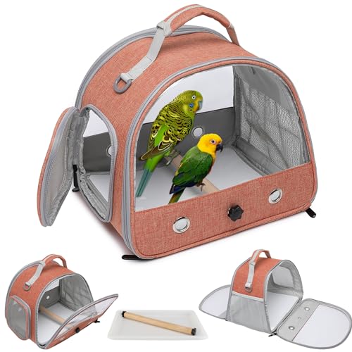 Bird-Carrier-Backpack-CageBird-Travel-Carrier-Backpack-Parrot-Carrier-Transparent-Breathable-Bird-Cage-Lightweight-Bird-Carriers-Flax-Orange