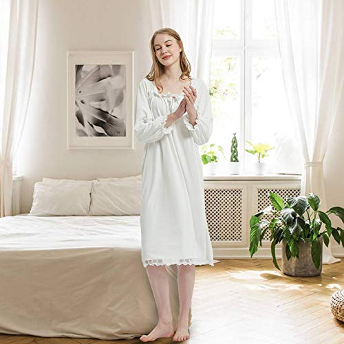 Cityelf Women’s Vintage Lace Nightgown Victorian Style Nightshirt Lounge Dress Stretchy Pajama Shirt Sleepwear 6