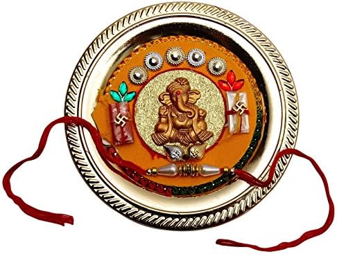 Indian Rakhi Bracelet Brother Handmade Free Size Thread Rakshabandhan Thali Set