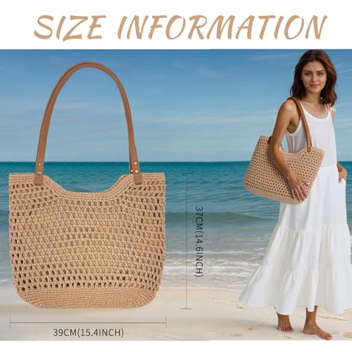 Bolso Tote de paja tejido para mujer con cierre miniatura 2