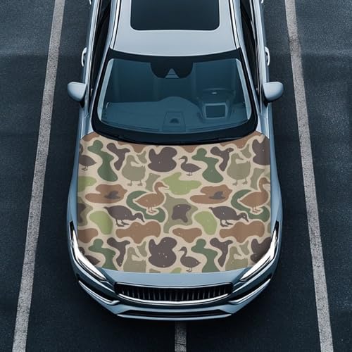 Image of Renewold Duck Camo Car Hood Cover, Vehicle Hood Wrap Blanket, Women Men Automotive Exterior Accessories, Elastic for Outdoor Indoor Holiday Party Camping Travel Easy Install