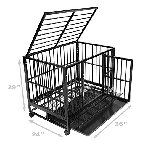 Smithbuilt 36" Medium Heavy-Duty Dog Crate Cage - Two-Door Indoor Outdoor Pet & Animal Kennel With Tray - Black #TOP2