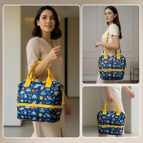 Image of StarAndDaisy Travel Diaper Bag for Mothers - Stylish Handcrafted Bag with Insulated Compartment, Multiple Pockets & 12L Enhanced Capacity for Newborn Essentials - Space Print