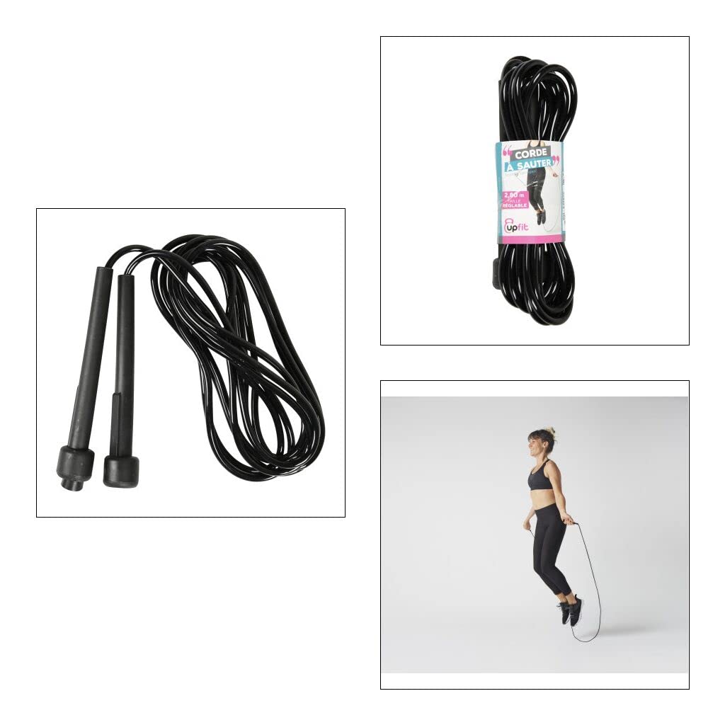 UPFIT – Corde à Sauter 2,80m – Poignées Ergonomiques Grainées, Sans Roulement – Cardio, Brûle-calories – PVC, Usage Intérieur