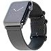 Carterjett Compatible Apple Watch Band 42mm 44mm Black Leather iWatch Band Replacement Strap, Steel NATO Loop Buckle Compatible Apple Watch Series 4 3 2 1 Hermes Edition Sport (42 44 M/L Black)