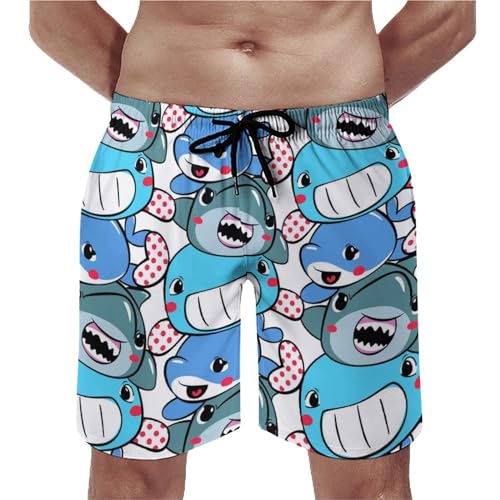 Shorts de bain homme cartoon shark pour vos vacances à la plage