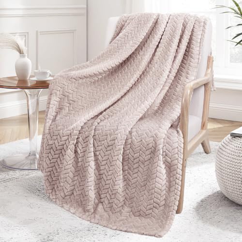 Image of Exclusivo Mezcla Fleece Throw Blanket for Couch Sofa, 50 inchx70 inch, Camel