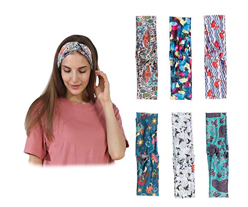 6 Pack Boho Cute Cloth Knoted Turban Headband for Women girls