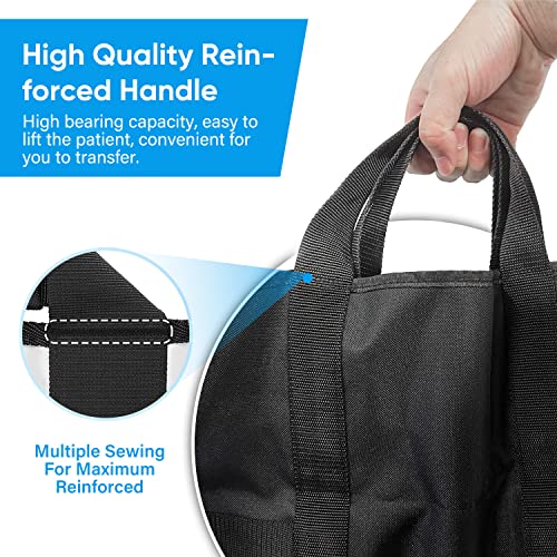 Positioning Bed Pad with Reinforced Handles, 48\" × 40\" Reusable & Washable Transfer Sheet for Turning, Body Lifting, Repositioning, Sliding, for Elderly, Incontinence, Caregiver, Black