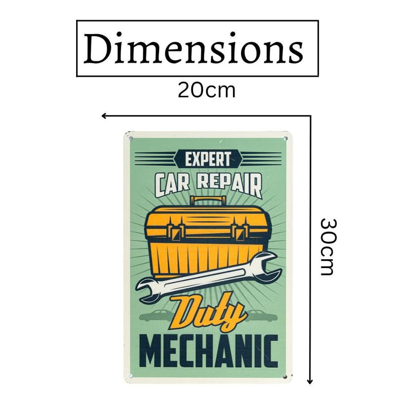 Image of Eazywagon Decorative Retro Metal Signs Wall Plate - 12x8 Inch (Duty Mechanic) | Weatherproof Vintage Metal Sign Plate for Cafe, Home, Bar, Garage | Decorative Wall Hanging Sign Board