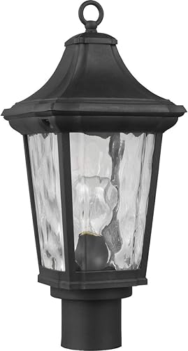 Miniatura 4 de Progress Lighting Marquette Collection - Farol de cristal transparente para exteriores, con textura de luz, color negro