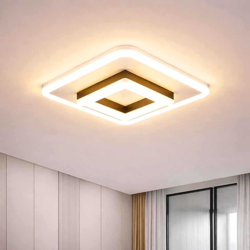 hykolity Square LED Ceiling Light | 3-Colour Mode (Warm/Neutral/Cool White) | Ultra-Slim Surface Panel | CRI ≥97 Eye-Comfort | Modern Light for Bedroom & Corridor (Square White, 8 Inch)-image-20
