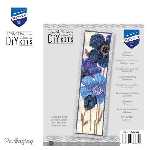 Image of Vervaco Blue Anemones Counted Cross-Stitch Kit