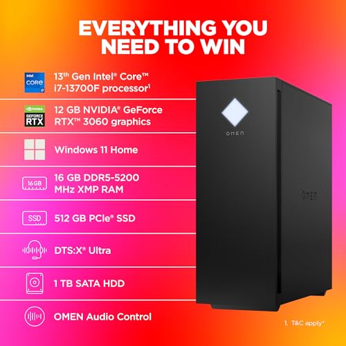 HP Omen 25L Gaming Desktop 13th Gen Windows 11 Home, Intel Core i7-13700F, NVIDIA Geforce RTX 3060 (12 GB Gddr6 Dedicated), 16GB DDR5, 512GB SSD,... - Image 4