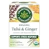 Traditional Medicinals Tea, Organic Tulsi & Ginger - Relieves Stress, Tension, Irritability - Kosher, Non-GMO, Caffeine-Free - 16 Tea Bags