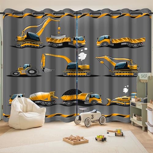 Umpoo Rideaux construction camion benne excavateur 52x96 po