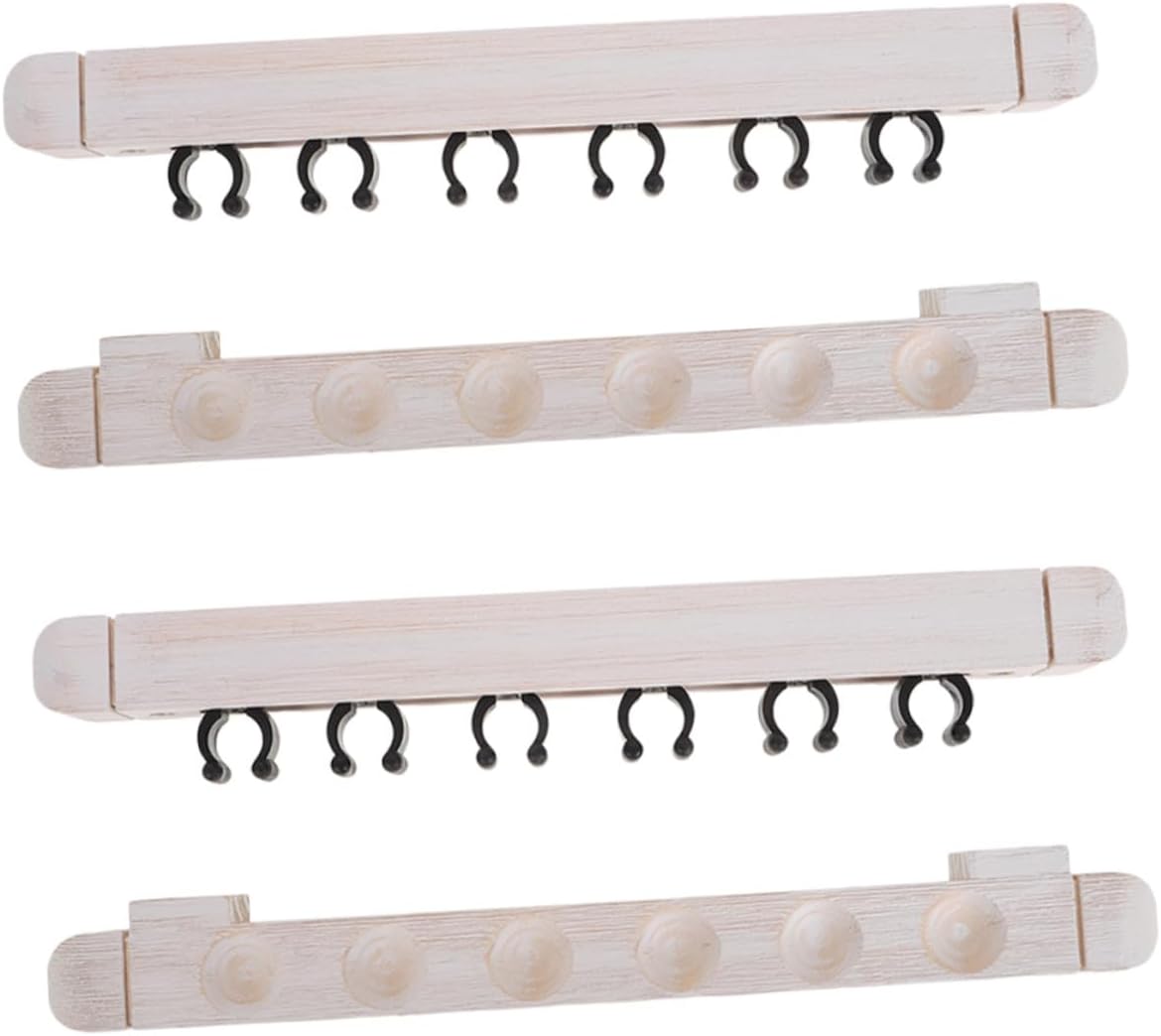 Homoyoyo Wall Mounted 6-hole Solid Wood Pool Cue Rack White Finish 2 Pairs Billiard Cue Holders and Organization Suitable for Game Rooms and Billiard Tables