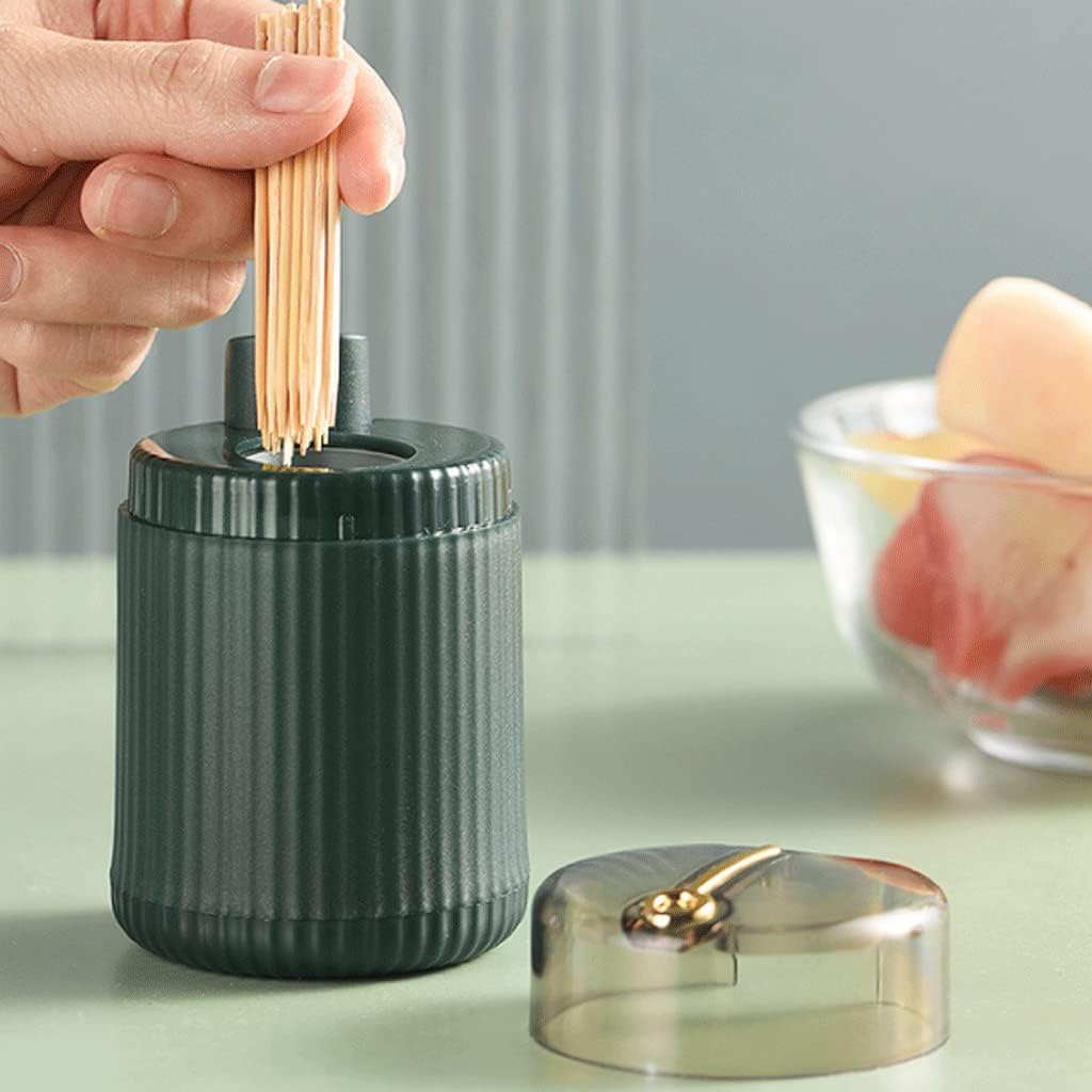 Ceramic Toothpicks Container ，Plastic Toothpick Case，Fashion Simple Toothpick Holder Pop-up Toothpick Holders Toothpicks Container Press Type Toothpick Dispenser Chic(2 Pcs red+green B)
