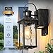 OPAXIS Outdoor Wall Sconce Lights with GFCI Outlet, Modern Black Gold Trim Motion Sensor Outdoor Garage Lights Wall Mount Sconce Lantern, Die-cast Aluminum Exterior Lighting Fixtures for House, Porch