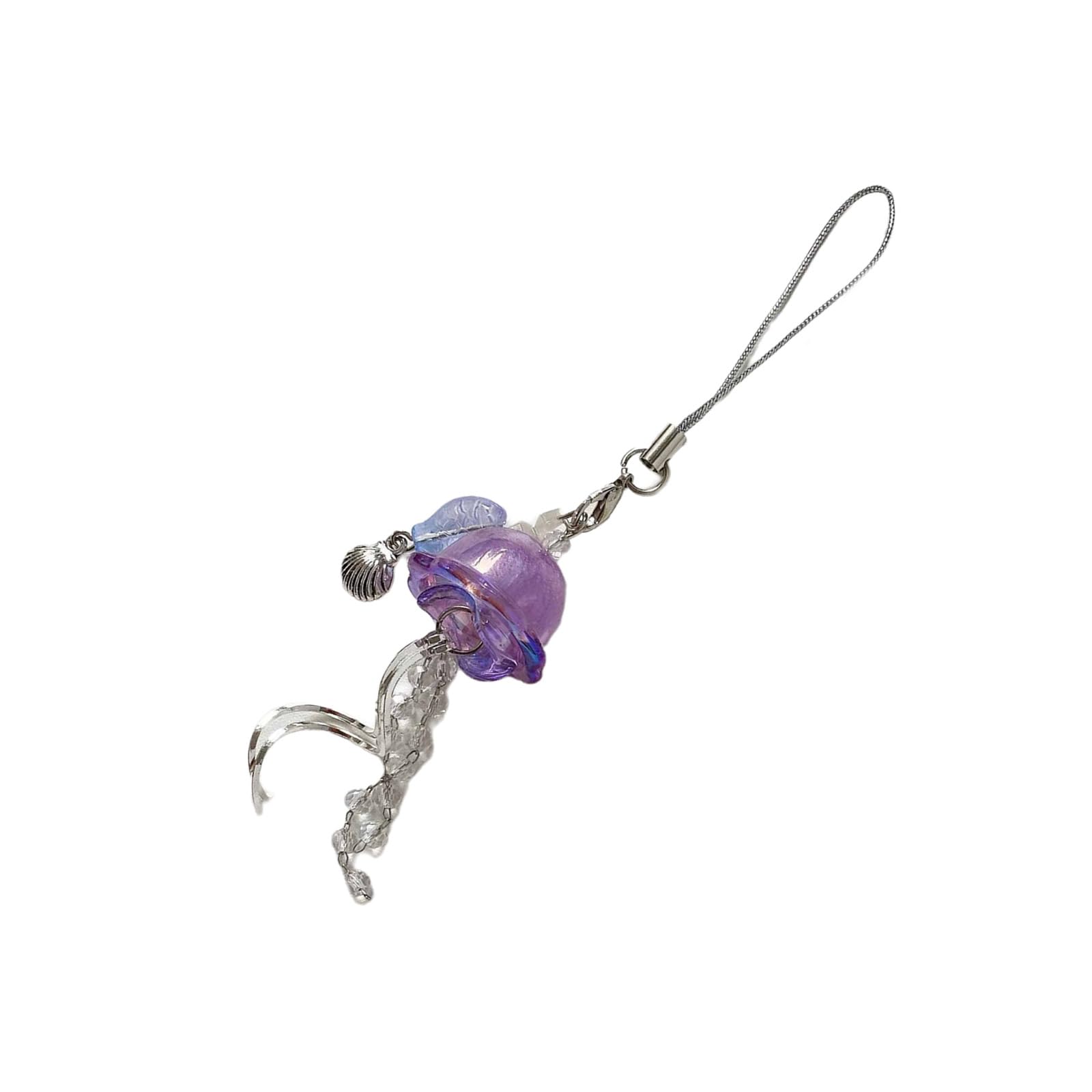 NEWFT Stylish Jellyfish Mobile Accessory Phone Charm Pendnat Acrylic Texture Fashion Phone Haning Ornament for Daily Use