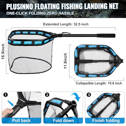 Image of PLUSINNO Fishing Gear,Fsihing Backpack with Floating Fishing Net,Tackle Boxes,Waterproof Fishing Tackle Bag,Fishing Gifts for Men