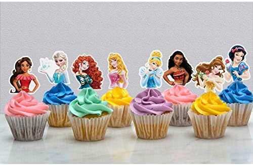 Miniatura 7 de Juego de 34 decoraciones para pastel de princesa, decoración de cupcakes, suministros de fiesta de cumpleaños