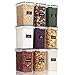 Vtopmart 2L Recipientes para Cereales Almacenamiento de Alimentos, Jarras de Almacenamiento de Plástico con Tapa Hermética Sin BPA,Juego de 9+24 Etiquetas, para harina,café (Negro)