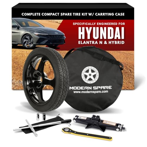 Modern Spare Complete Compact Spare Tire Kit With Carrying Case - Fits All 2021-2026 Hyundai Elantra Hybrid and Elantra N Models