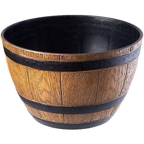 KADAX Pflanztopf im Holzfass-Design, ø 50 cm, aus wetterfestem Kunststoff,...