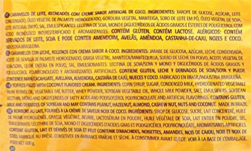 ARCOR Bala Butter Toffees Sabor Coco/Coconut 600 gr.- Product of Brasil.