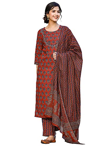 Image of Vaamsi Women's Rayon Blend Floral Printed Straight Kurta Pant With Dupatta