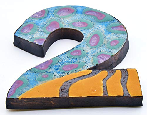 Numéro maison 2 céramique extérieure : plaque adresse artisanale peinte main - 4