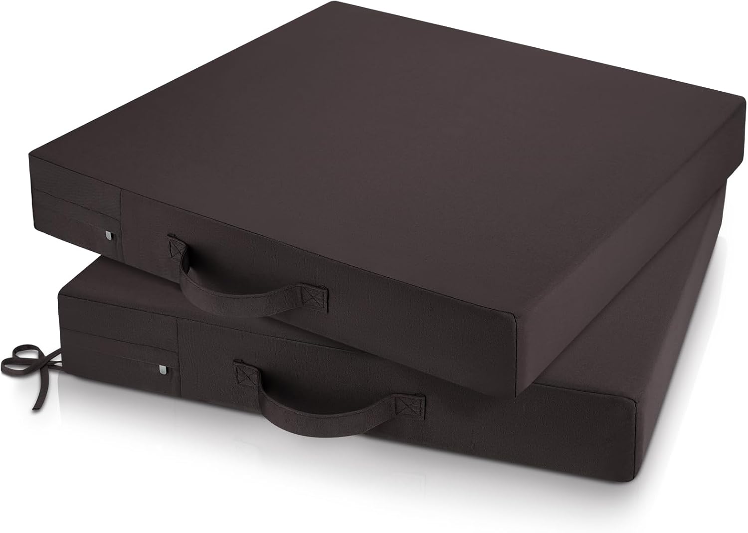 Outdoor patio Furniture seat cushions 22"x22"x4"Waterproof fade-resistant outdoor cushions for chairs With Removable Cover Outdoor chair patio seat cushions with Handle and Fixed belt Set of 2 Brown-2seat 22"x22"x4"