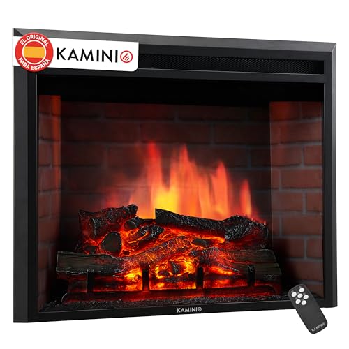 KAMINIO Eléctrica Chimenea Luca - Chimenea empotrada eléctrica con calefacción, Efecto de Llama 3D, 12 Colores de Llama, Control Remoto (23 Pulgada)