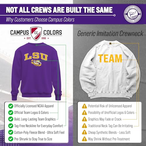 Image of NCAA College Sweatshirt Fleece Crewneck Pullover for Men and Women | Officially licensed NCAA college gameday crewneck pullover - 9 oz fleece lined sweatshirt with arch and logo design