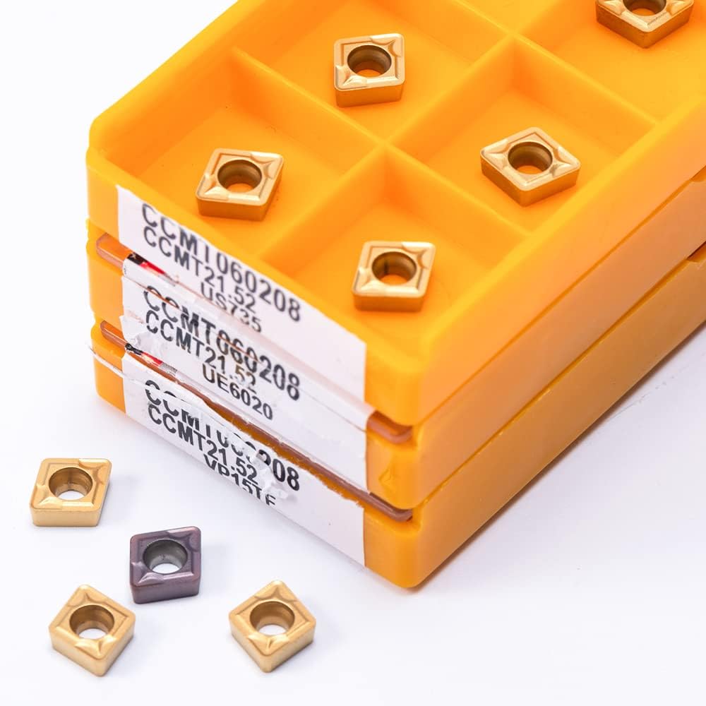 Image of Generic CCMT060208 UE6020 Carbide Inserts in an orange case.