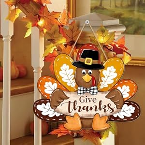 Thanksgiving Turkey Door Sign Decor, Give Thanks Wooden Wreath for Front Door Hanger, Yard Farmhouse Home Gobble Sign, Thankful Wreath Rustic Autumn Harvest Thanksgiving Party Decor Thanksgiving Turkey Door Sign Decor Give Thanks Wooden Wreath for Front Door Hanger Yard Farmhouse Home Gobble Sign Thankful Wreath Rustic Autumn Harvest Thanksgiving Party Decor