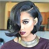 Divine Hair Short Black Pixie Cut Wig Short Wigs for Women Short BoB HairCut Synthetic Wigs for Black Women African American Wigs (Black)